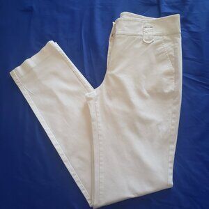 MNG by Mango Straight Leg Pants Size 8x33 White Cotton Stretch Mid Rise Stretch